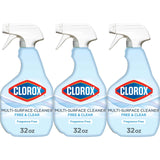 Clorox Free & Clear Multi Surface Cleaner, Spray Bottle, Fragrance Free, 32 Fluid Ounces, Pack of 3