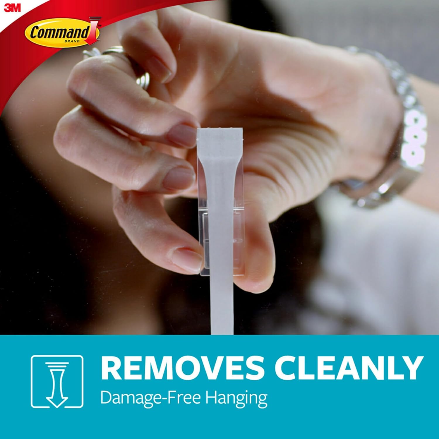 Command_Modern_Reflections_Large_Metal_Bath_Hook,_Satin_Nickel,_1-Hook_with_Water-Resistant_Strips,_Organize_Damage-Free