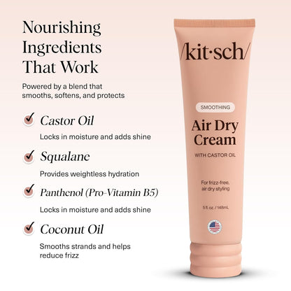 Kitsch_Smoothing_Air_Dry_Cream_for_Hair_–_Frizz_Control_Hair_Care_Product_with_Castor_Oil_&_Coconut_Oil_–_Weightless_Styling_Cream_-_Enhances_Natural_Texture_Appearance_|_Ideal_Gifts_for_Women_–_5_oz