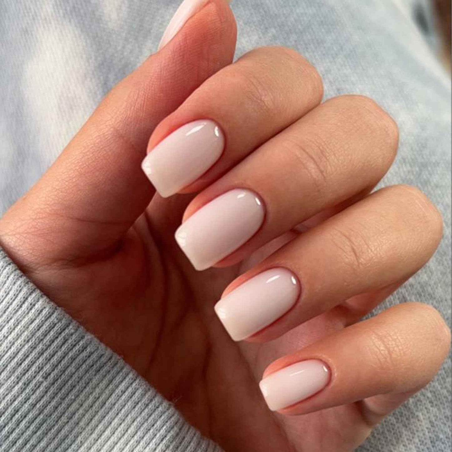 Modelones White Press on Nails, Short Square Fake Nails, Reusable Nail Kit with Nail Glue Adhesive Tabs Mini Nail File, Summer Nails Press Ons 32Pcs 16 Sizes, Women Girl Gift