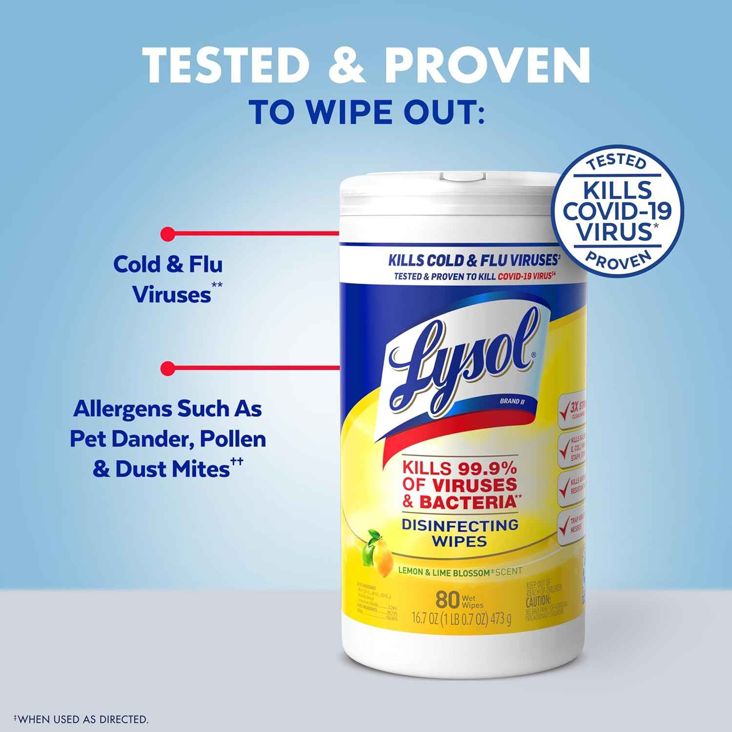 Lysol Disinfectant Wipes, Multi-Surface Antibacterial Cleaning Wipes, For Disinfecting and Cleaning, Lemon and Lime Blossom, Pack of 4