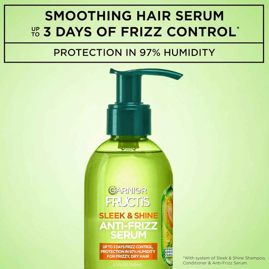 Garnier Fructis Sleek & Shine Anti-Frizz Serum for Frizzy, Dry Hair
