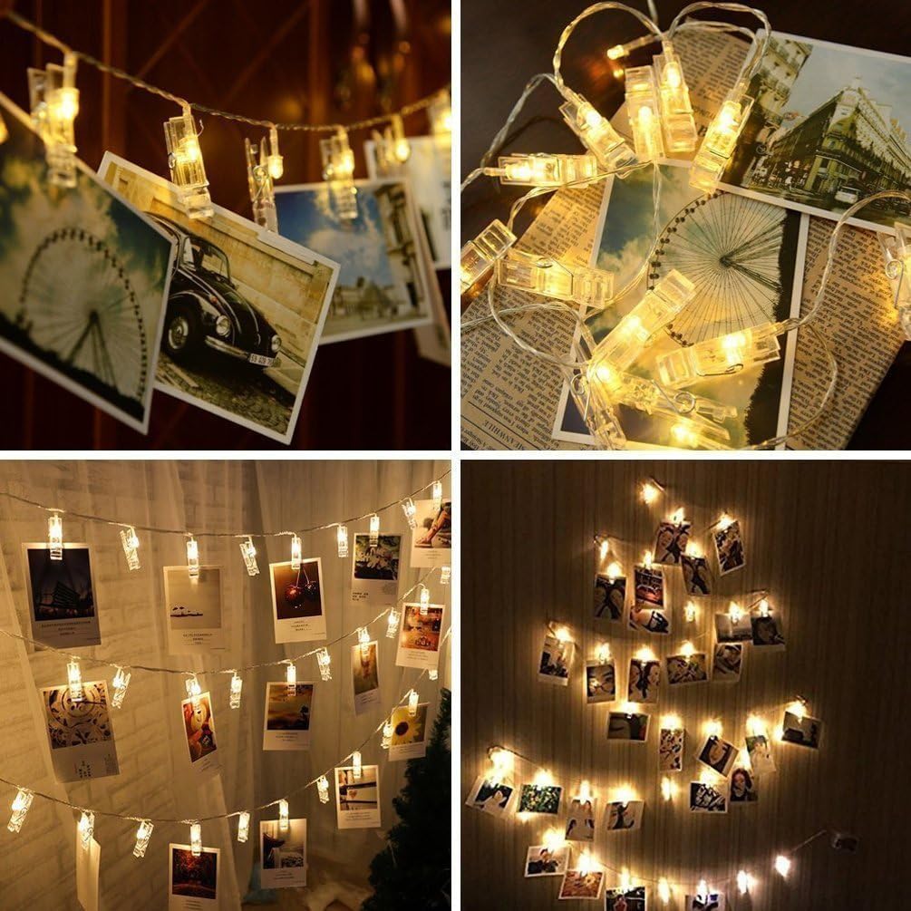 LiyuanQ_40_LED_Photo_Clip_String_Lights_with_Remote,_8_Modes_Indoor_Fairy_String_Lights_for_Hanging_Photos_Pictures_Cards_and_Memos,_Ideal_Gift_for_Bedroom_Decoration_(USB_Operated,_Warm_White)