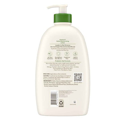 Aveeno Daily Moisturizing Body Lotion, Fragrance-Free Light & Creamy Lotion for Dry, Sensitive Skin With Prebiotic Oat Nourishes & Strengthens Skin's Moisture Barrier, Value Size, 33 fl oz