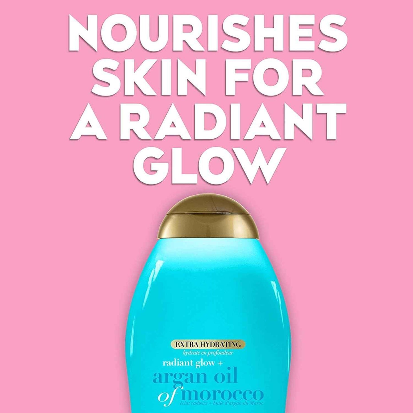 OGX Radiant Glow + Argan Oil of Morocco Extra Hydrating Body Wash for Dry Skin, Moisturizing Gel Cleanser for Silky Soft Skin, Body Wash for Women, Sulfate-Free Surfactants, 19.5 fl oz