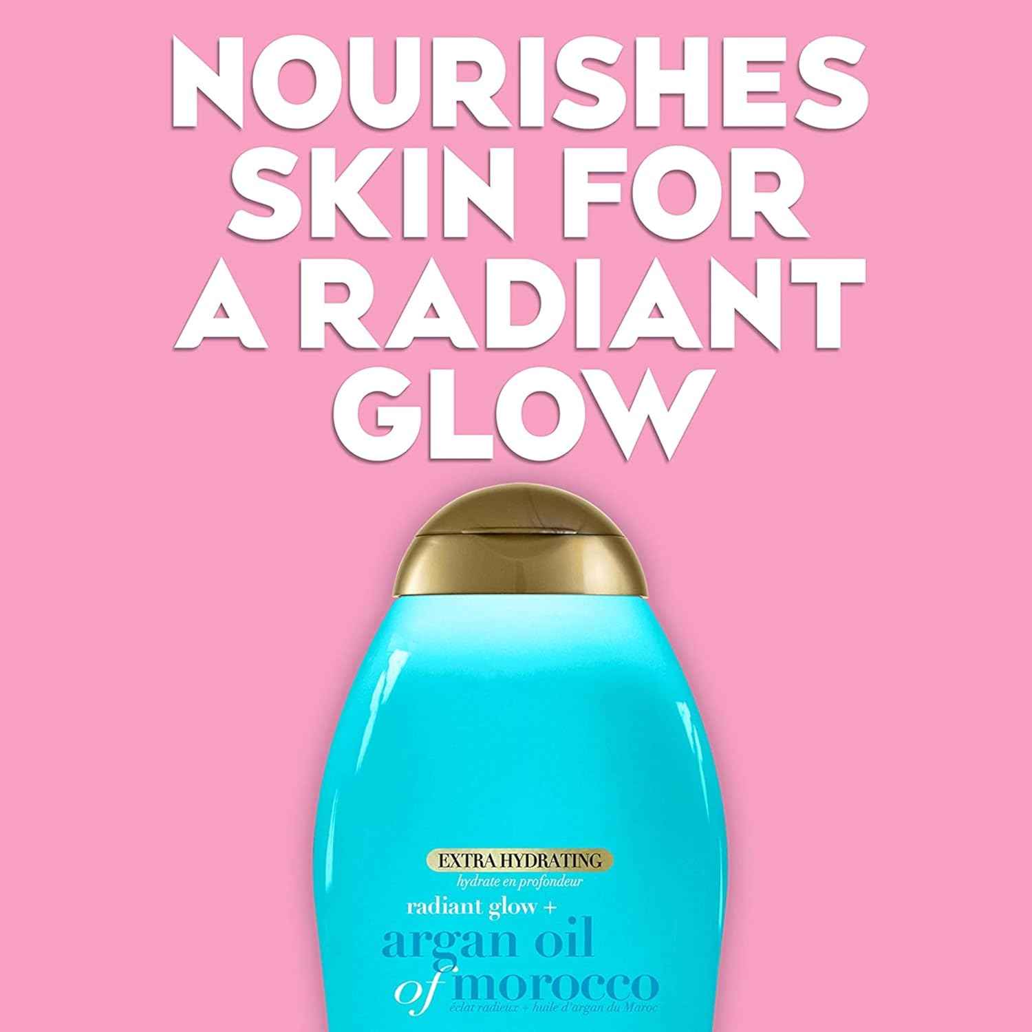 OGX Radiant Glow + Argan Oil of Morocco Extra Hydrating Body Wash for Dry Skin, Moisturizing Gel Cleanser for Silky Soft Skin, Body Wash for Women, Sulfate-Free Surfactants, 19.5 fl oz