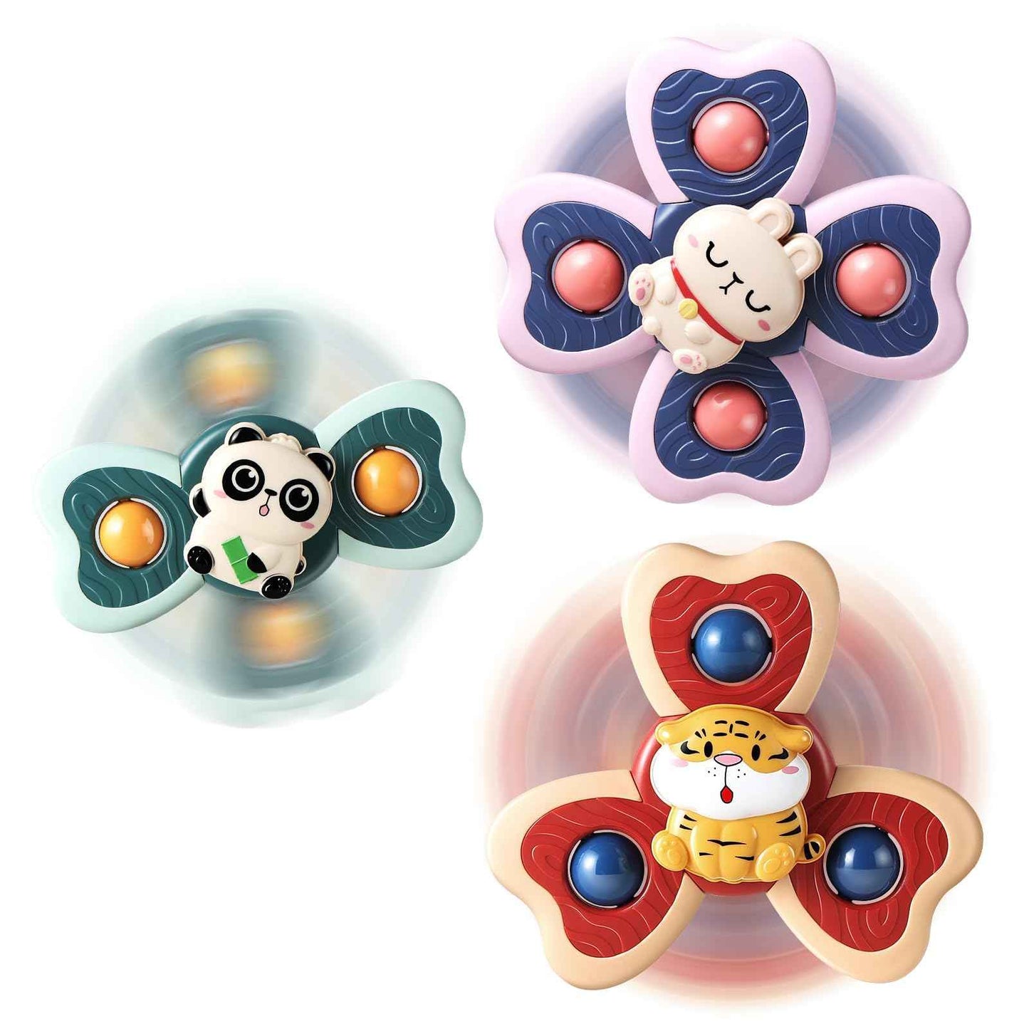 ALASOU 3PCS Suction Cup Spinner Toys for 1 2 Year Old Boy Girl Birthday Gift|Spinning Top Baby Bath Toy for Kids Ages 1-3|Sensory Airplane Travel Toy Easter Basket Stuffers for Toddlers Infant