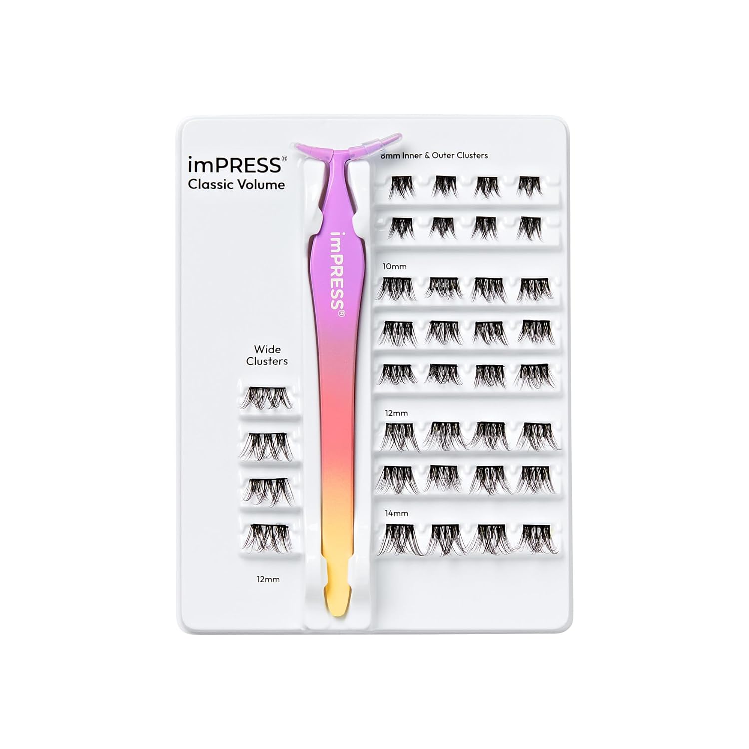 KISS_imPRESS_Falsies_Self_Adhesive_Eyelashes,_Press_On_Lashes,_12mm-14mm_Glam_Volume_Lashes,_Black,_No_Glue_Needed,_Invisible_Band,_36_Lash_Clusters_&_Non-Stick_Applicator_-_Voluminous