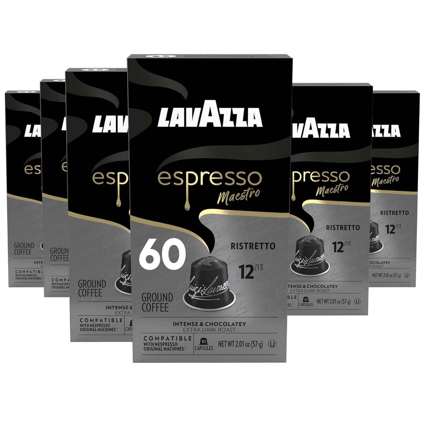 Lavazza Espresso Maestro Aluminum Capsules Compatible with Nespresso* Original Machines, Dark Espresso Roast, Arabica and Robusta Blend