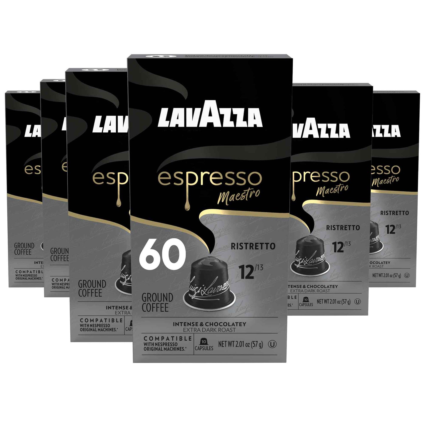 Lavazza Espresso Maestro Aluminum Capsules Compatible with Nespresso* Original Machines, Dark Espresso Roast, Arabica and Robusta Blend