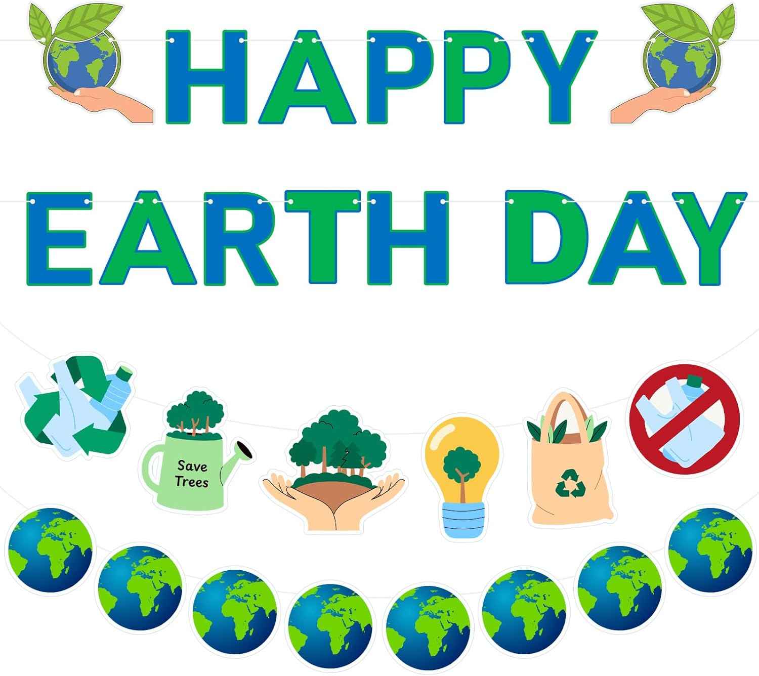 Epakh Earth Day Decorations Happy Earth Day Banner Garland Kit for School Classroom & Home Environmental Events Favors for Travel Theme Environmental Party