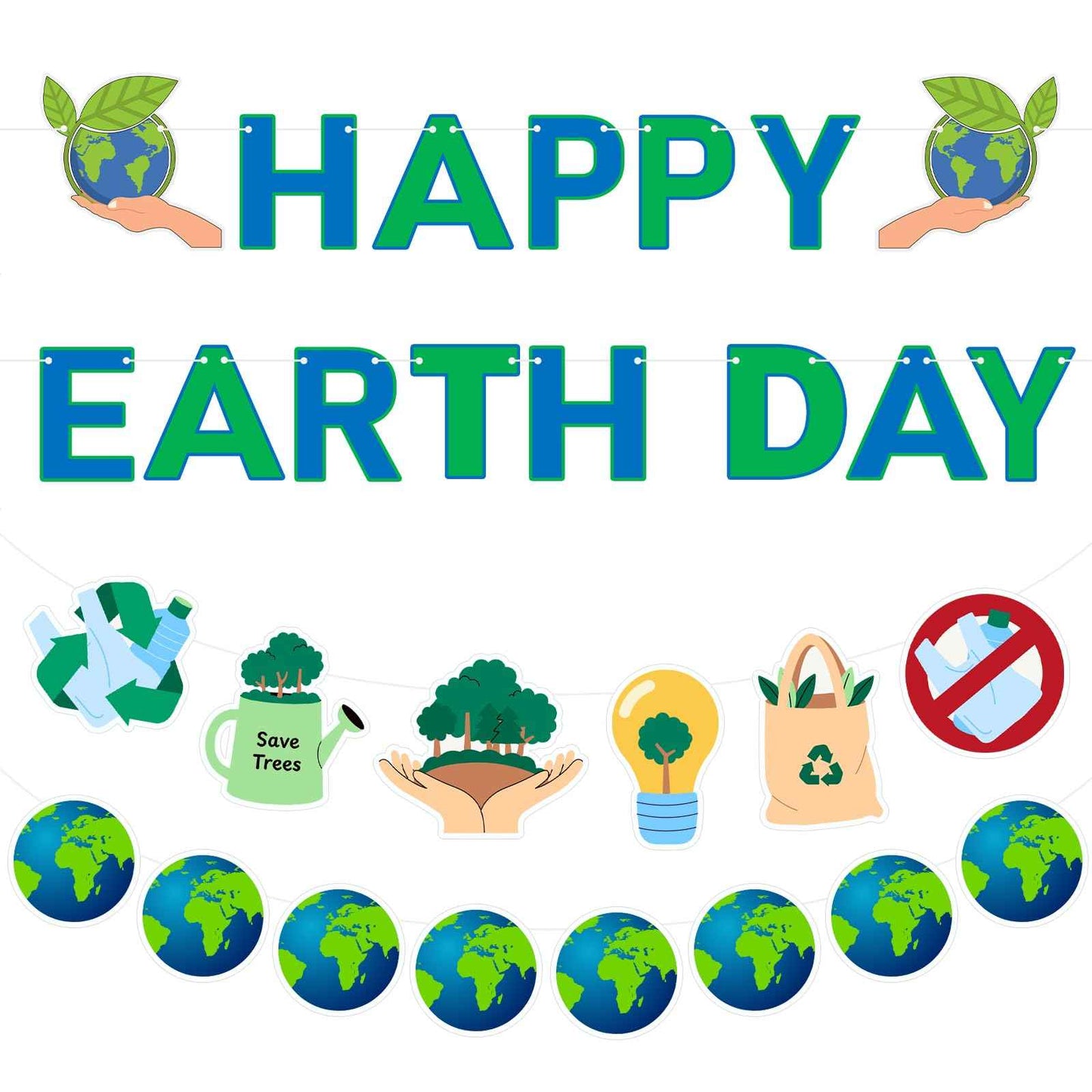 Epakh Earth Day Decorations Happy Earth Day Banner Garland Kit for School Classroom & Home Environmental Events Favors for Travel Theme Environmental Party