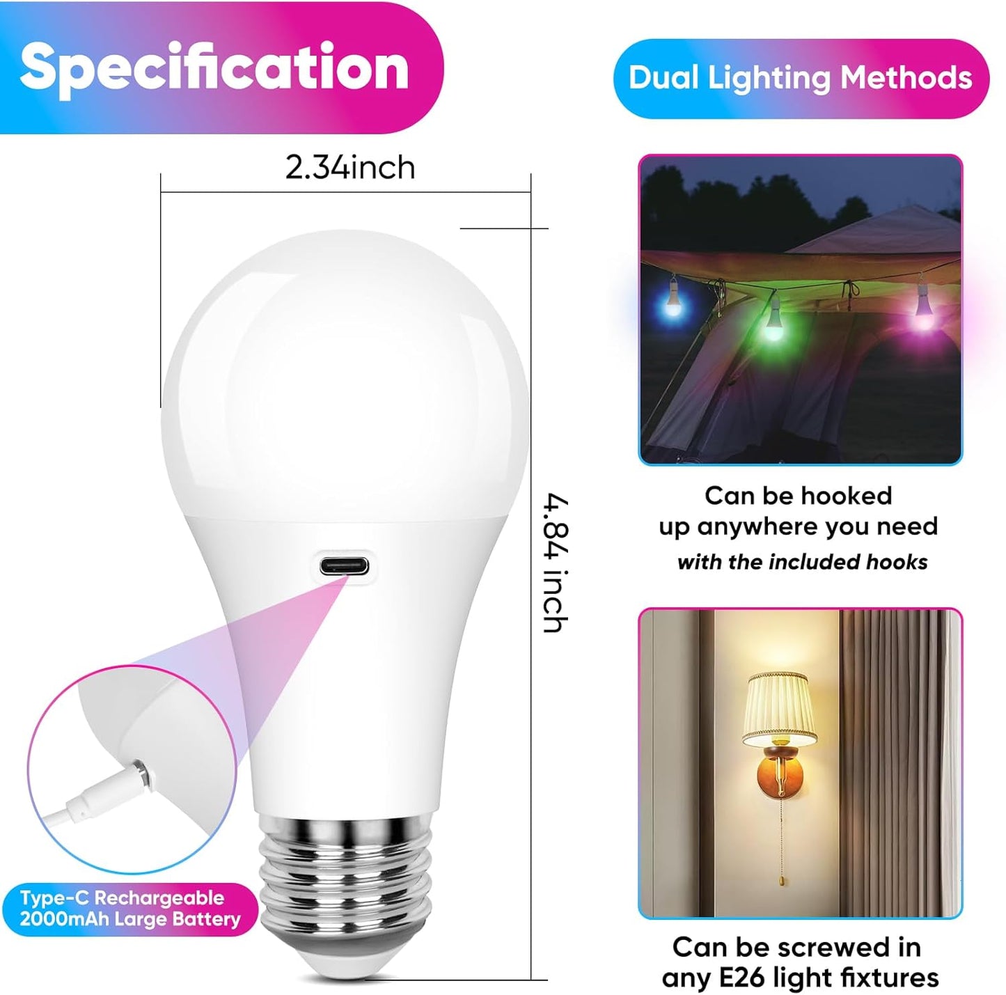 Rechargeable_Battery_Operated_A19_Light_Bulb_with_Remote_Control,_Dimmable_Detachable_LED_Bulb_with_15_Colors_Selectable_&_3_Timer,_Wireless_Puck_Light_Bulb_for_Wall_Sconce,_Non-Hardwired