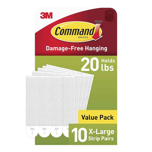 Command 20 lb XL Heavyweight Picture Hanging Strips, Damage-Free Hangers for Picture Frames, No Tools Required, Ideal for Home Room Wall Decor, White Adhesive