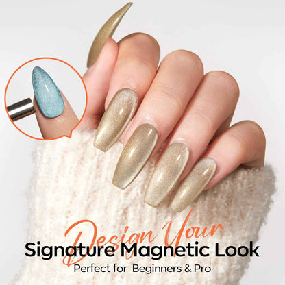 modelones Cat Eye Magnet Set, Heart Nail Art Tool Strong Magnetic Pen Double Head Round Magnets Stick Wand Diverse French Moon Floral Cateye Effect DIY Professional Manicure Gift for Women