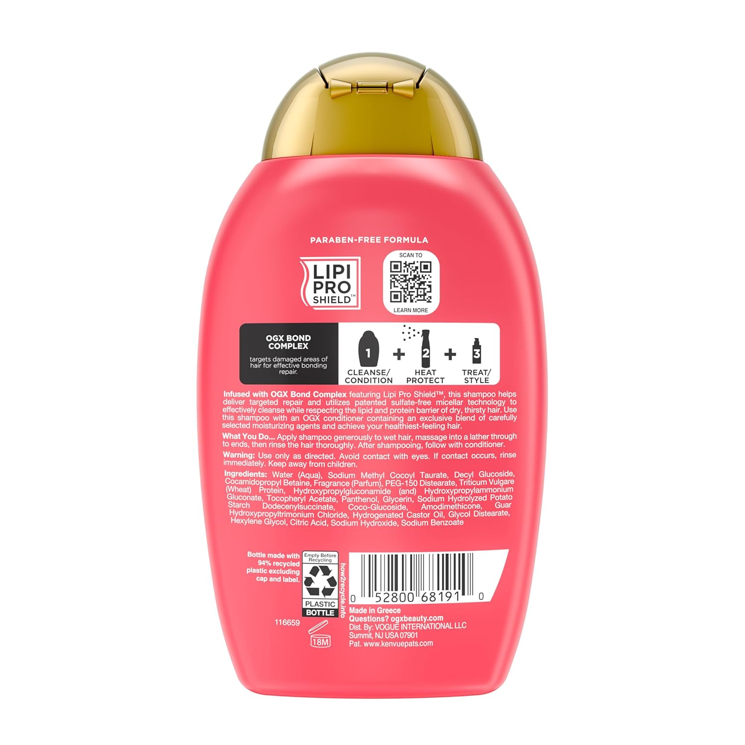 OGX_Repair_&_Protect_Bond_Protein_Repair_Shampoo,_Lightweight_Hair_Wash_Cleanses_&_Targets_Damaged_Hair_for_Effective_Bond_Repair,_Formulated_without_Parabens,_13_fl._oz