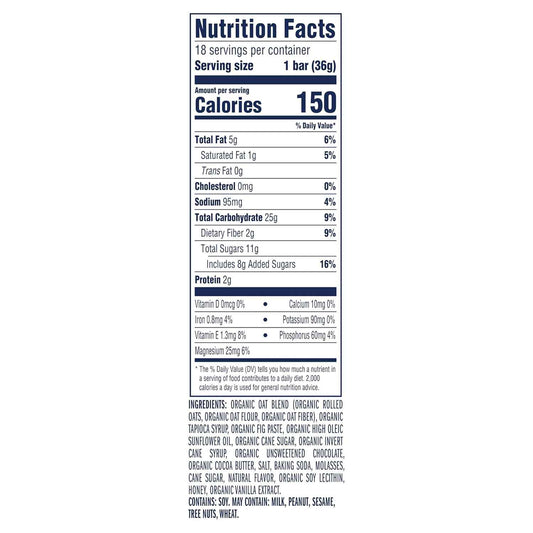 Zbar - Chocolate Chip - Soft-Baked Energy Snack Bars - Non-GMO - 12g Whole Grains - USDA Organic Granola Bars - Snacks for Kids (18 Pack)