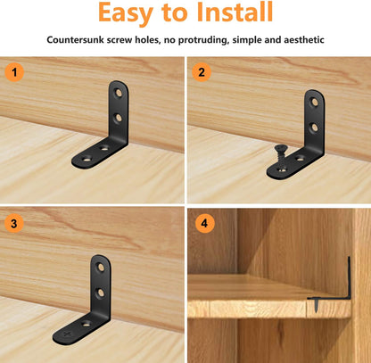 Blingstar_L_Bracket_Stainless_Steel_Corner_Brace_16_Pcs_1.57x1.57_Inch_Joint_Right_Angle_Bracket_90_Degree_Corner_Fastener_for_Wood_Furniture_Bedframe_Cabinet_Drawer_Chair,_with_64_Pcs_Screws,_Black