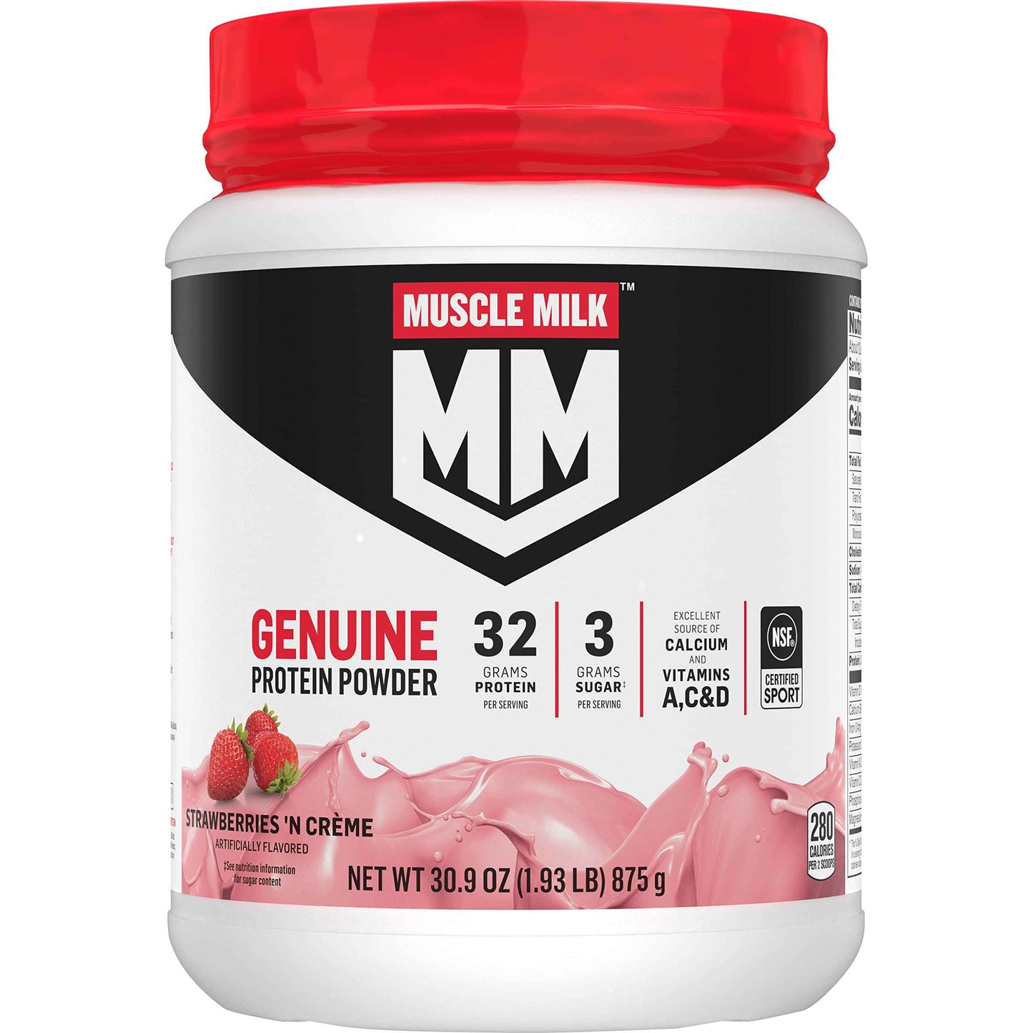Muscle Milk Genuine Protein Powder, 32g Protein, 2g Sugar, Calcium, Vitamins A, C & D, NSF Certified for Sport, Energizing Snack, Packaging May Vary