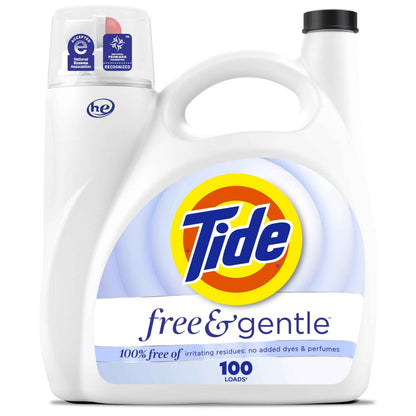 Tide Free & Gentle Liquid Laundry Detergent, Tide Laundry Detergent, Clean Laundry Detergent