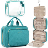 BAGSMART Toiletry Bag Hanging Travel Makeup Organizer with TSA Approved Transparent Cosmetic Bag Makeup Bag for Full Sized Toiletries