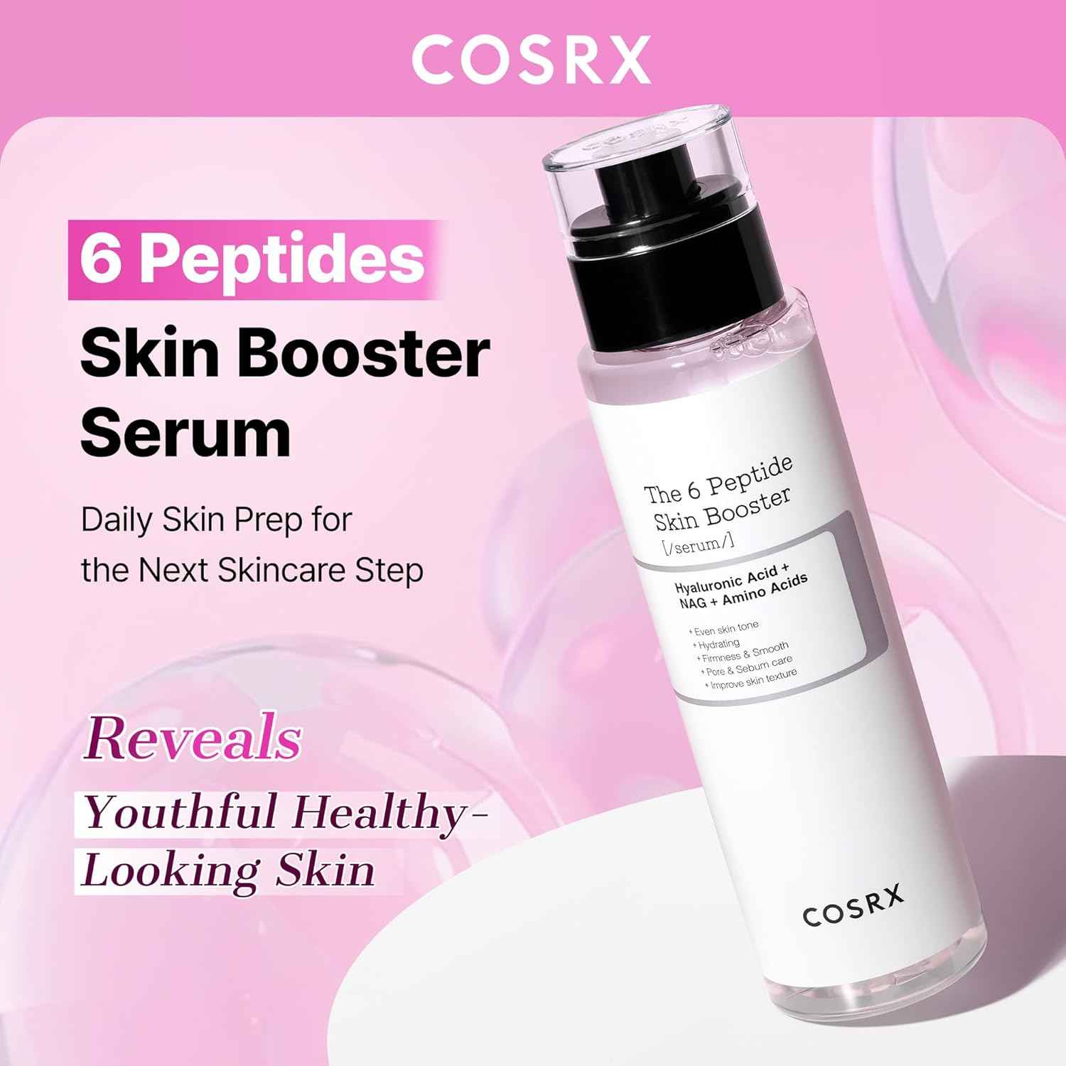COSRX 6X Peptide Collagen Skin Booster Toner Serum for Dull & Uneven Skin, Preps Skin with Copper Peptides, GHK-Cu, Skin Renewal Boosting Facial Essence, Korean Skin Care, 5.07 oz, Mothers Day Gifts