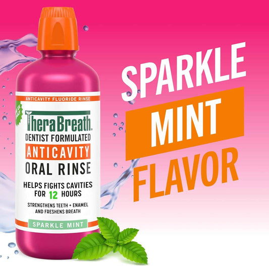 TheraBreath Anticavity Fluoride Mouthwash, Sparkle Mint, Dentist Formulated, 1 Liter