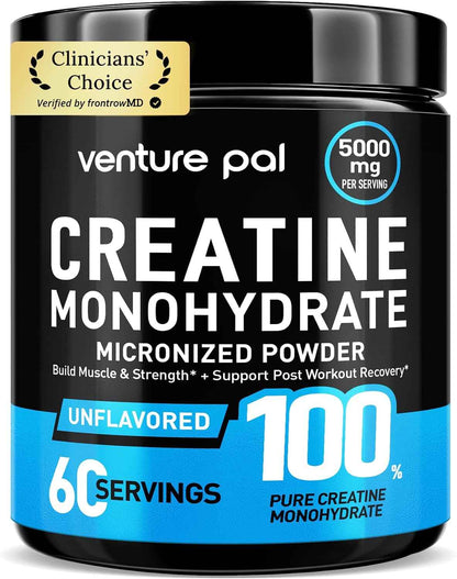Venture Pal 100% Pure Micronized Creatine Monohydrate Powder, Unflavored Creatine for Women & Men, Vegan, Keto, Gluten Free, 5 g (5000mg) per Serving, Creatina Monohidratada en Polvo