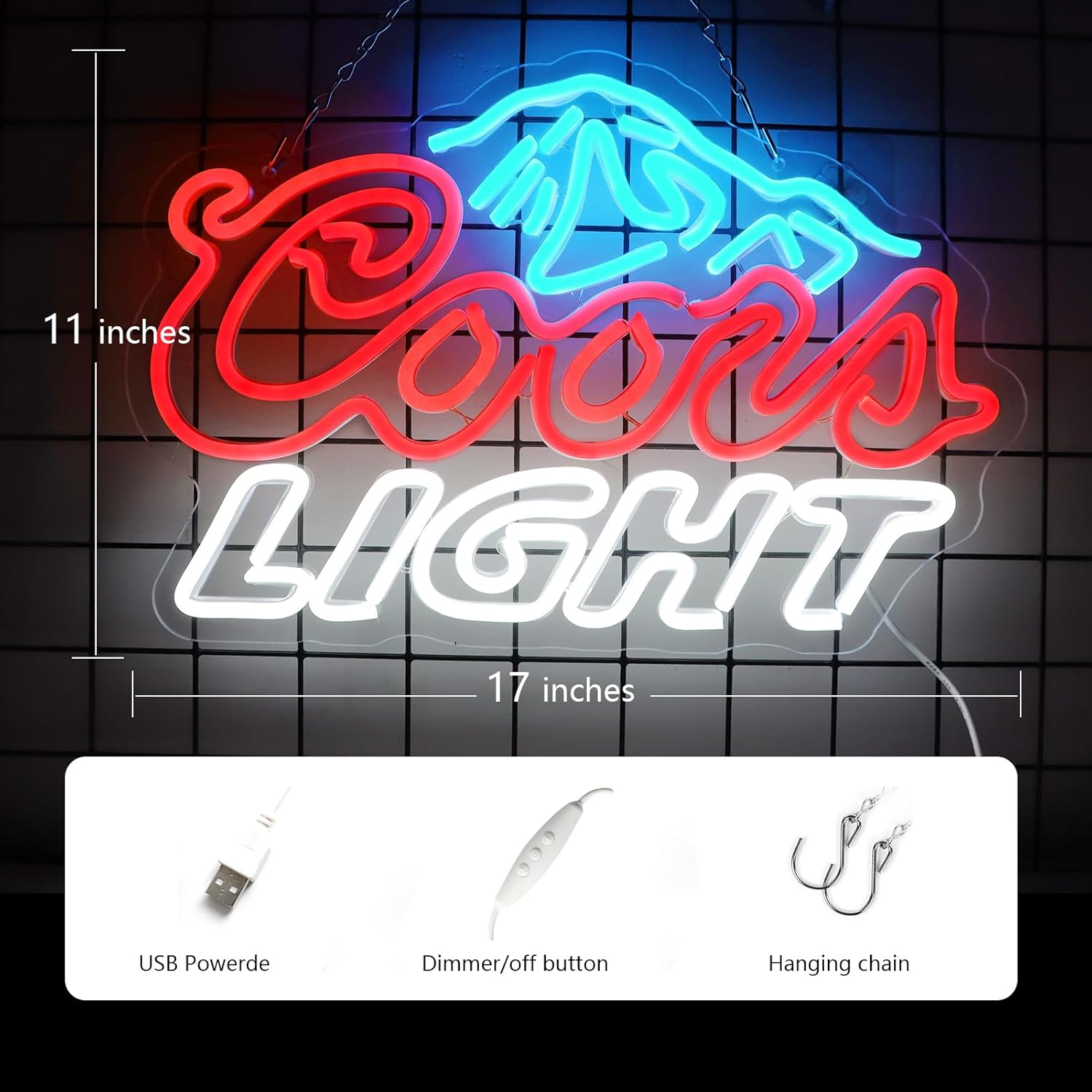 JFLLamp_Crs_LIGHT_Neon_Signs_for_Wall_Decor_Neon_Lights_for_Bedroom_Led_Signs_Suitable_for_Man_Cave_Bar_Pub_Restaurant_Christmas_Birthday_Party_Gift_Led_Art_Wall_Decorative_Crs_Light_Bar_Sign,_5V_Usb_Power,_17*11_Inch(Azure+red+white）