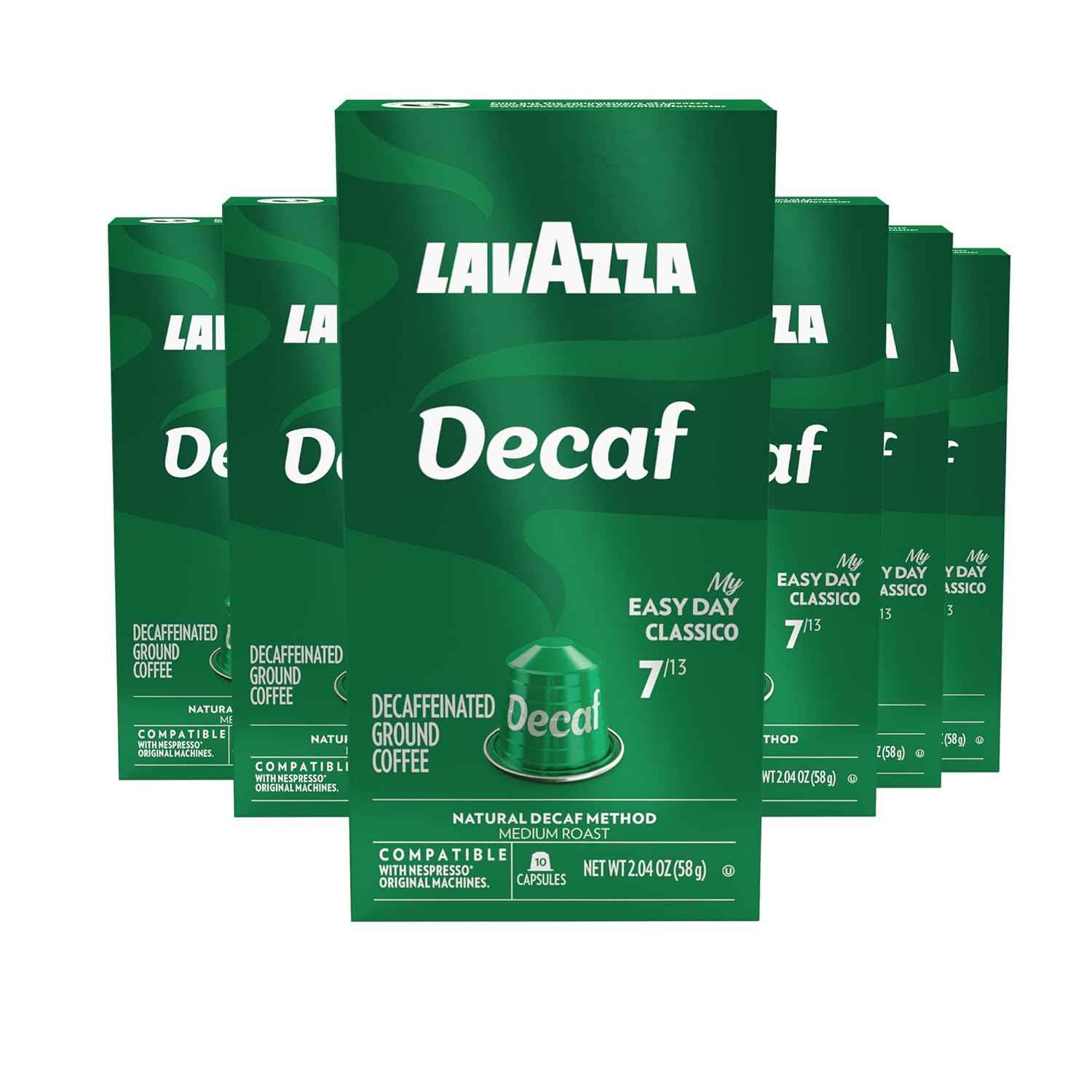 Lavazza Espresso Maestro Decaf (DEK) Aluminum Capsules Compatible with Nespresso* Original Machines, Medium Espresso Roast, Arabica and Robusta Blend