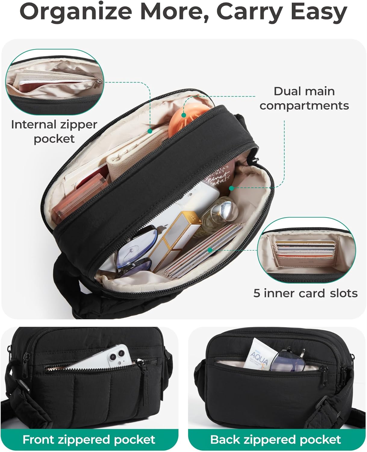 BAGSMART_Cross_Body_Purse,_Mini_Crossbody_Bags_for_Women_Travel_Purse,_Puffy_Shoulder_Handbag_Wallet_with_RFID_Blocking_Slots,_Black-small