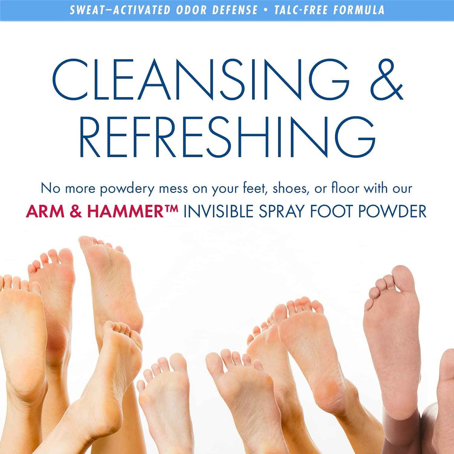Arm & Hammer Invisible Foot Powder Spray, Clear Talc-Free Sweat Control, Odor Eliminating Foot Spray For Men & Women, 7 Oz