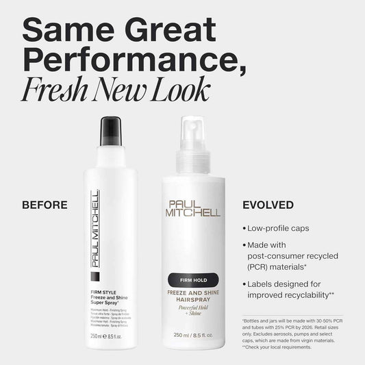 Paul Mitchell Freeze and Shine Super Hairspray, Maximum Hold, Shiny Finish Hairspray, For Coarse Hair