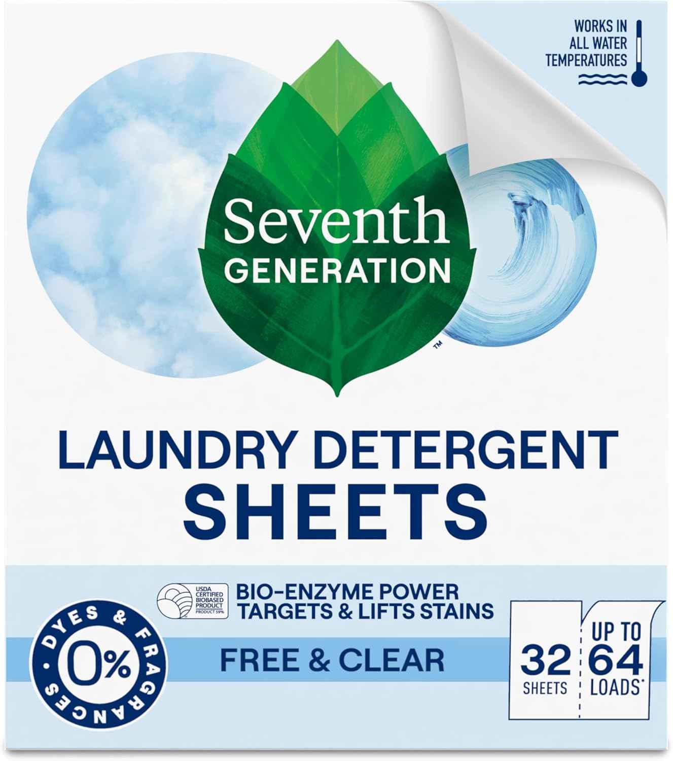 Seventh Generation Laundry Detergent Sheets 32ct Removes Tough Stains Safer for your family