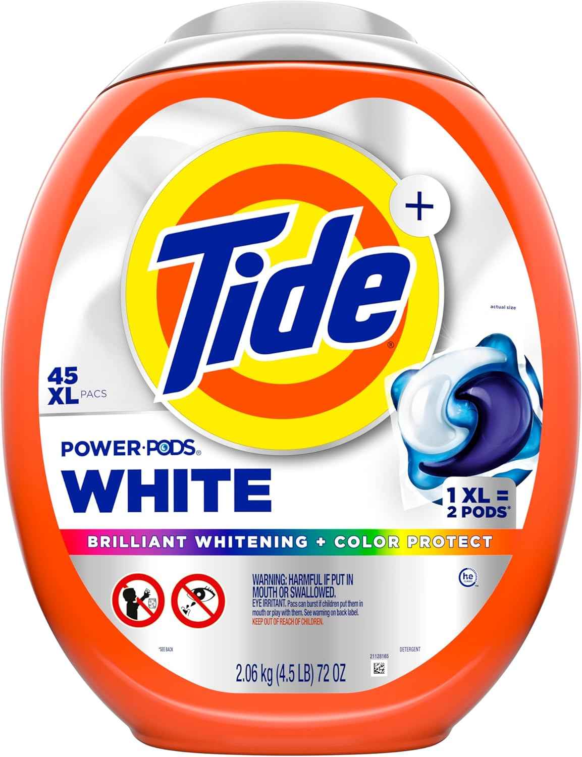 Tide Power PODS White Laundry Detergent Pacs, Brilliant Whitening + Color Protect