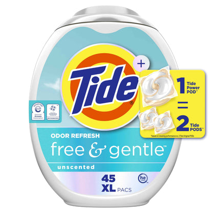 Tide PODS Free and Gentle Odor Refresh Laundry Detergent Packs, Hypoallergenic Laundry Detergent Pods