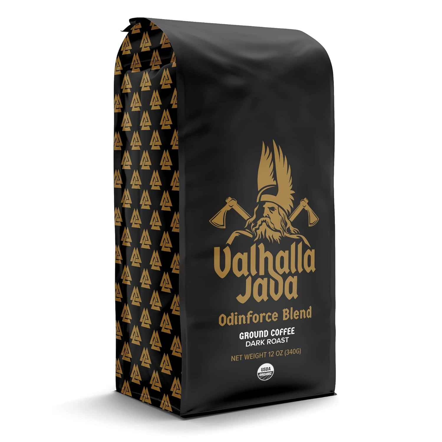 Death Wish Coffee Valhalla Java Dark Roast Ground Coffee, Bold & Intense Blend of Arabica Robusta Beans, USDA Organic