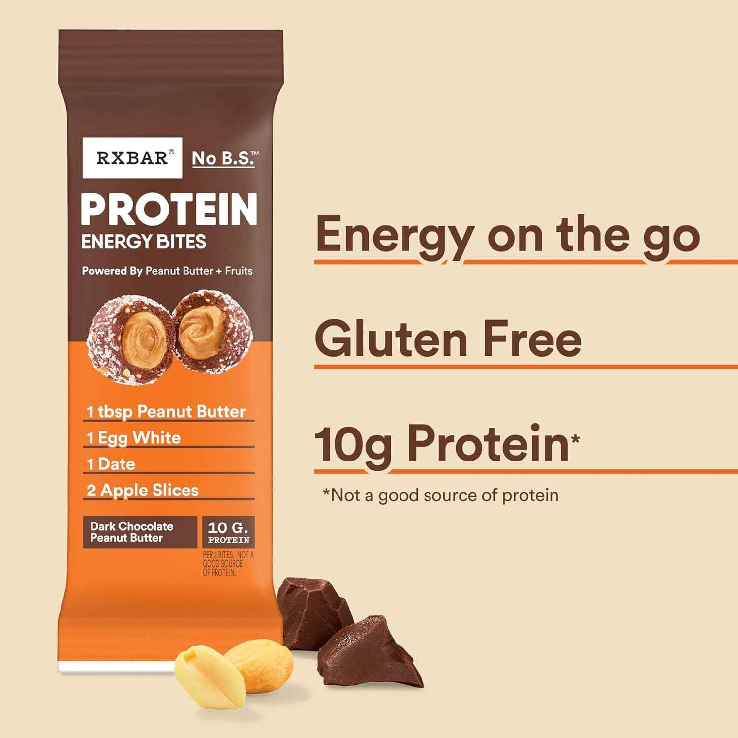 RXBAR Protein Energy Bites, Gluten Free Protein Balls, Dark Chocolate Peanut Butter