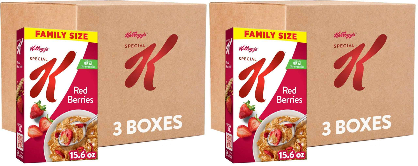 Kellogg's Special K Breakfast Cereal, Family Breakfast, Fiber Cereal, Family Size, Red Berries