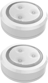Brilliant Evolution Ultra Thin Wireless LED Touch Lights - Battery Operated Under Cabinet Lighting - Round Puck Lights for Closet, Countertop - Stick On Push Light for Home Decor - Pack of 2