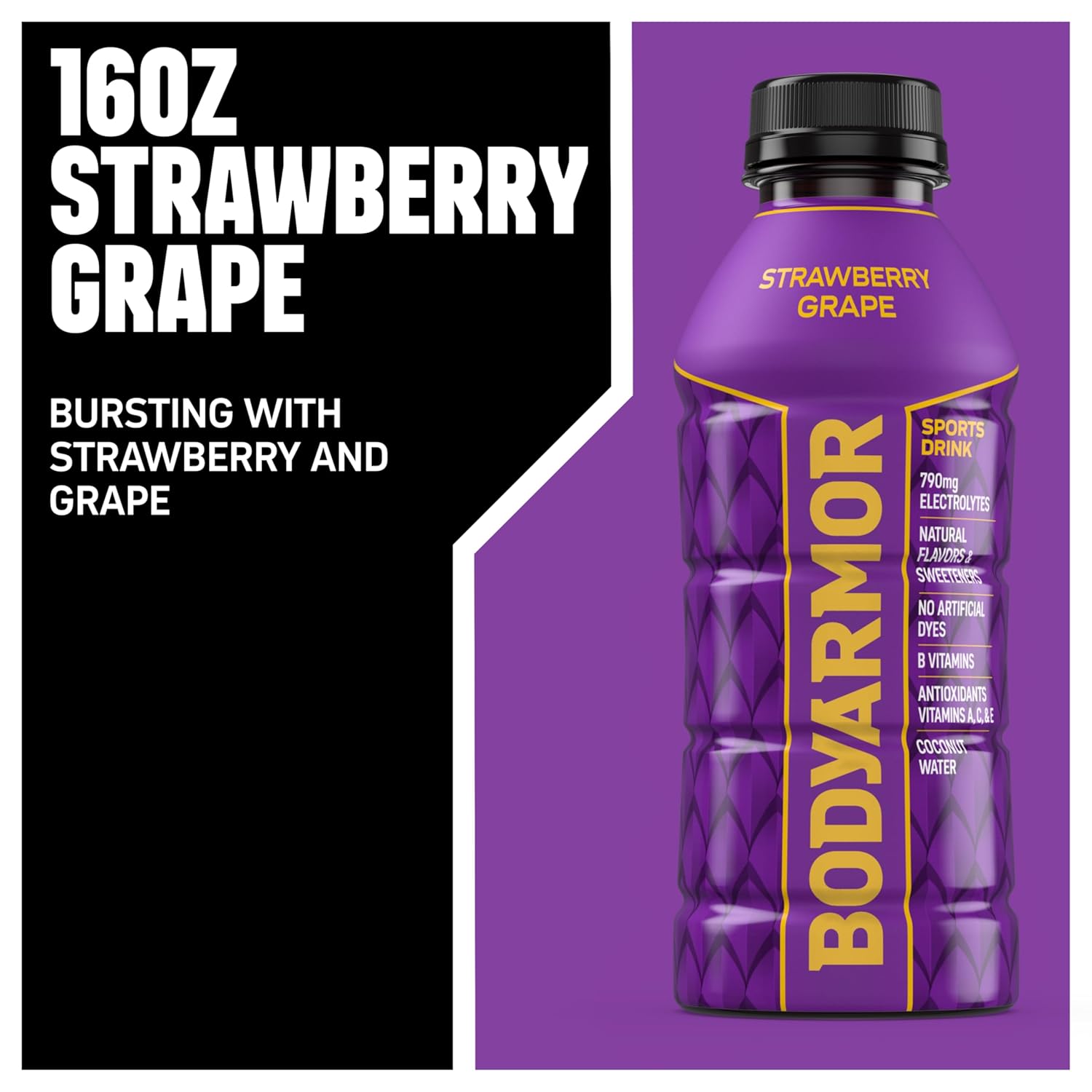 BODYARMOR_Sports_Drink,_Strawberry_Grape,_Electrolyte_Drink_Hydration,_16_Fl_Oz_Bottles_(12_Pack),_Flavored_Coconut_Water_with_B_Vitamins_&_Antioxidants