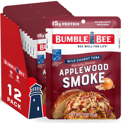Bumble Bee Seasoned Tuna Pouch - Wild Caught and Ready to Eat for Snack, Salad, Korean Tuna Bowl - 14g Protein per Serving - PERFECT, PORTABLE, GOODNESS - 2.5 oz Packet