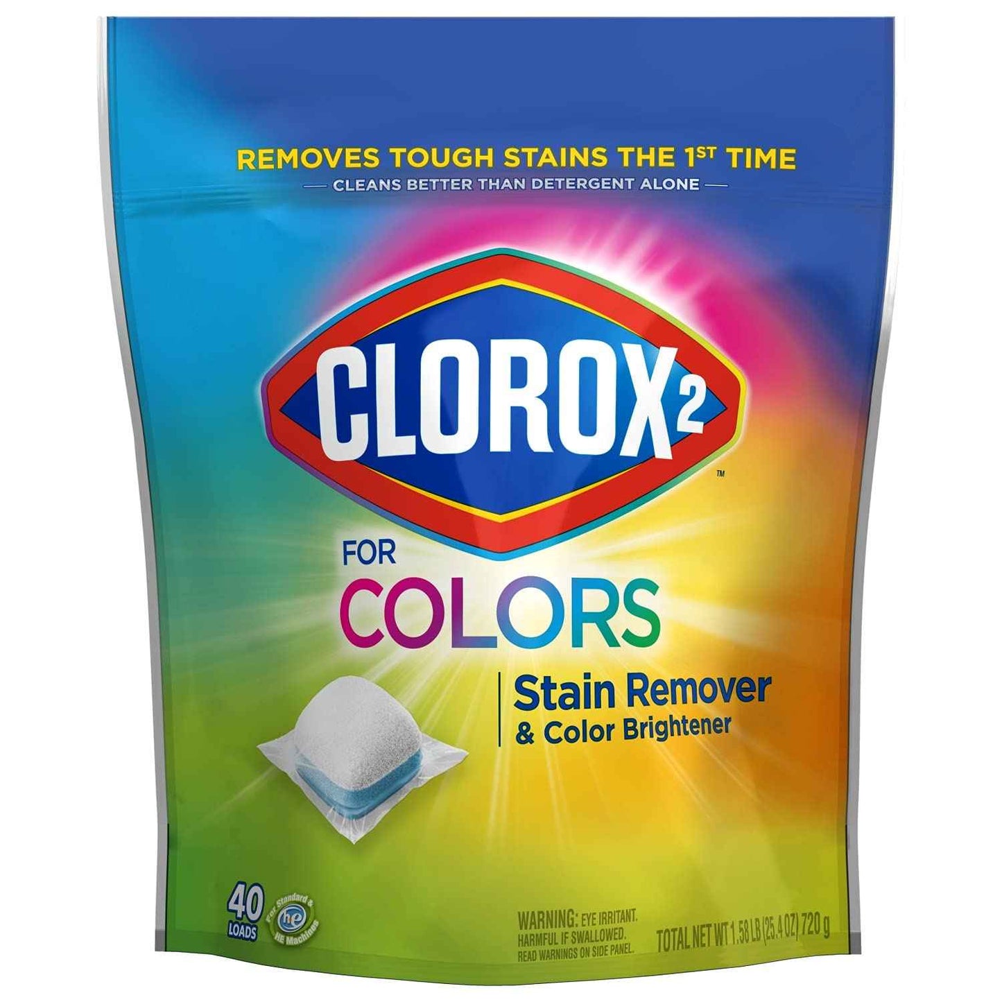 Clorox 2 for Colors - Stain Remover and Color Brightener Packs, 40 Count