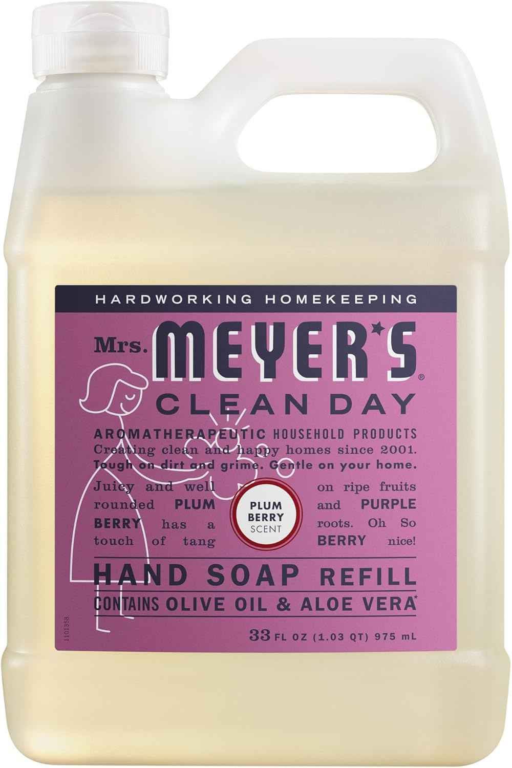 Mrs. MEYER'S CLEAN DAY Hand Soap Refill, Plum Berry Scent, 33 Fl Oz Bottle