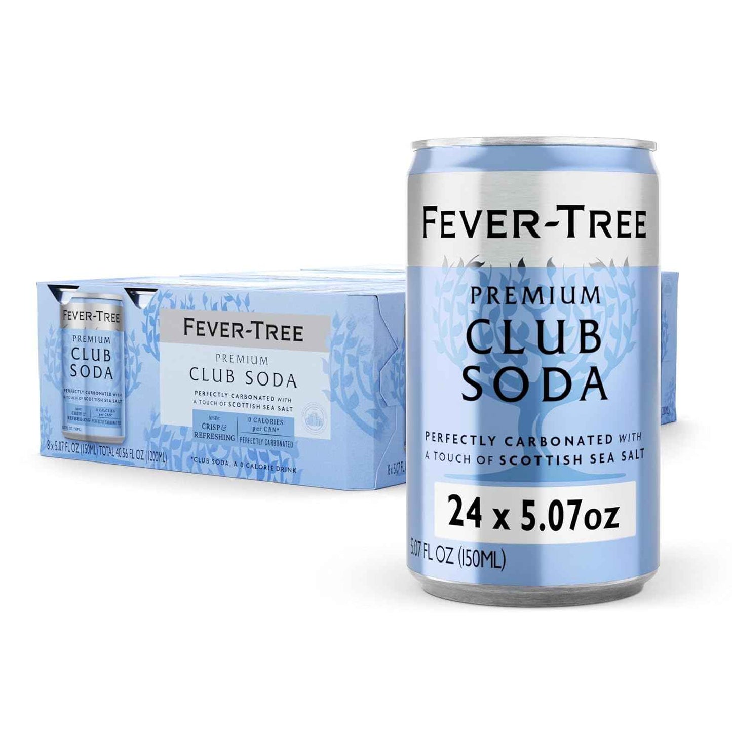 Fever-Tree Club Soda – Premium Zero Calorie Mixer for Cocktails and Mocktails – Naturally Sourced, Non-GMO