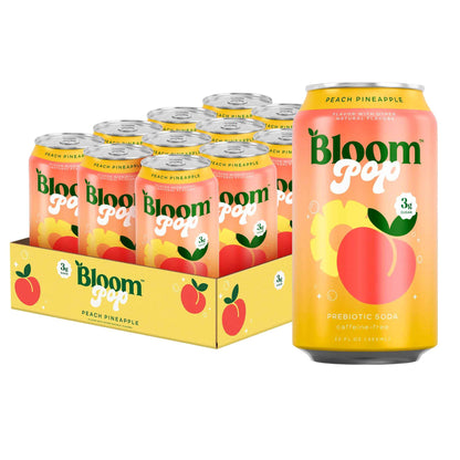 Bloom Pop Prebiotic Soda 12 Pack, 12oz Cans | Soda for Gut Health, Low Calorie, No Caffeine, Healthy Soft Drink Alternative