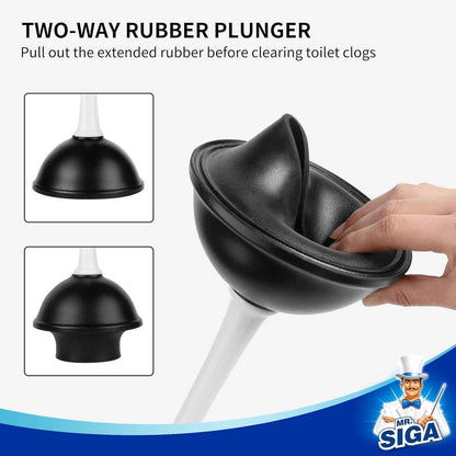 MR.SIGA Toilet Plunger and Bowl Brush Combo for Bathroom Cleaning, 1 Set