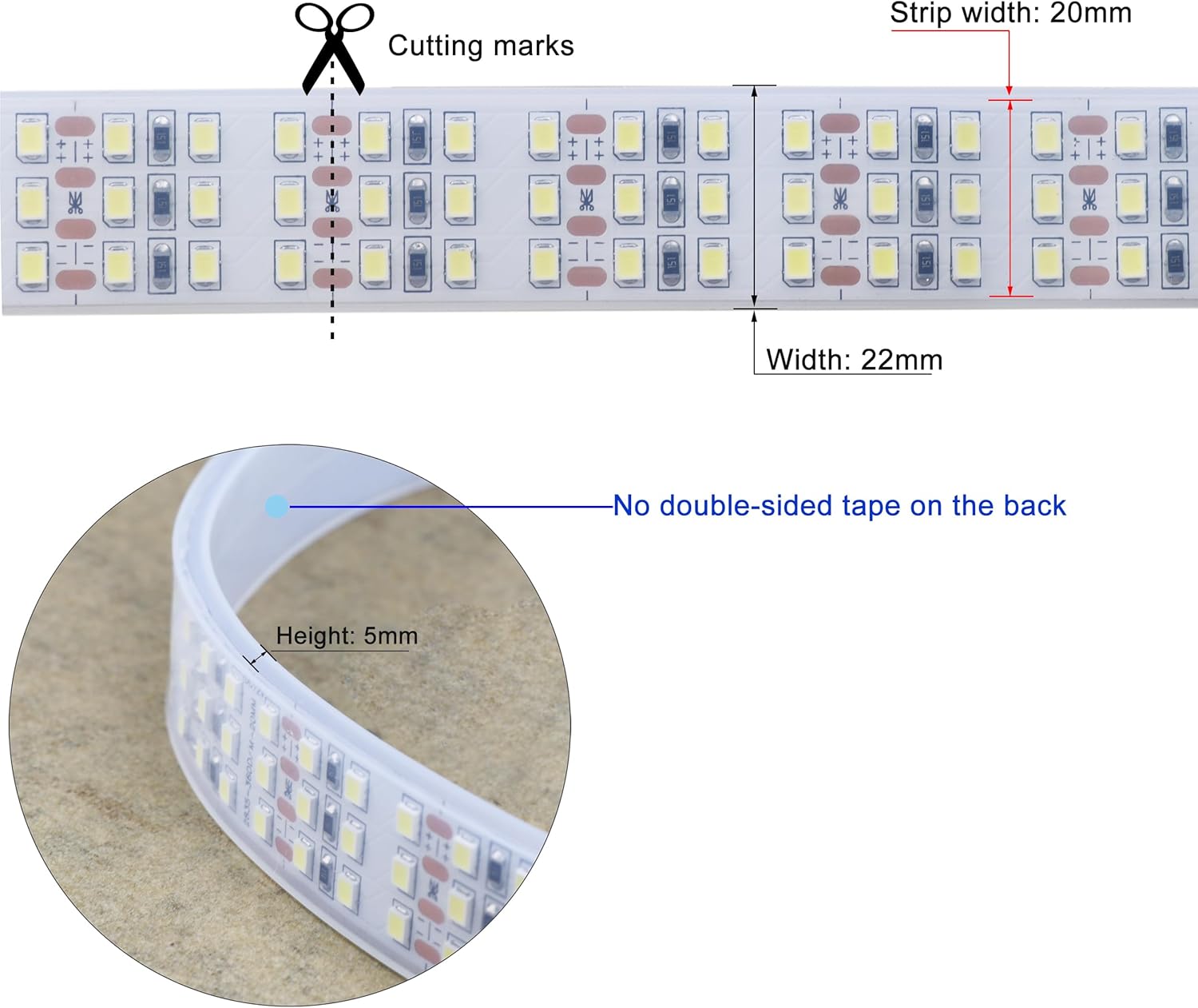16.4Ft_Super_Bright_Triple_Row_LED_Strip_Lights,_12V_1800_LEDs_SMD_2835_Dimmable_Flexible_Light_Tape,_Daylight_White_6000K,_Waterproof_IP67_/_Non-Waterproof_IP20_Options_for_Indoor_&_Outdoor_Use,_Home,_Truck,_and_Wheel_Lighting