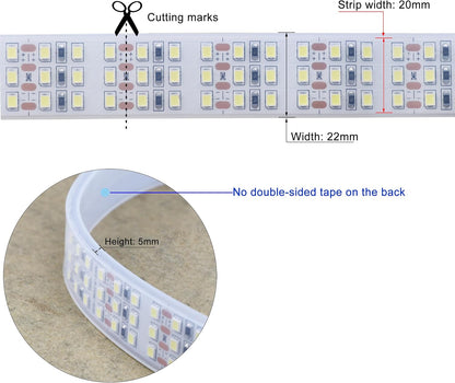 16.4Ft_Super_Bright_Triple_Row_LED_Strip_Lights,_12V_1800_LEDs_SMD_2835_Dimmable_Flexible_Light_Tape,_Daylight_White_6000K,_Waterproof_IP67_/_Non-Waterproof_IP20_Options_for_Indoor_&_Outdoor_Use,_Home,_Truck,_and_Wheel_Lighting