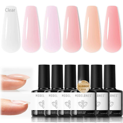 modelones Gel Nail Polish Kit -6 Colors Nude Pink Milky White Spring Gel Polish Set Skin Tones Neutral Brown Soak Off Gel Nail Kit Manicure DIY Nail Art Salon Home Gift